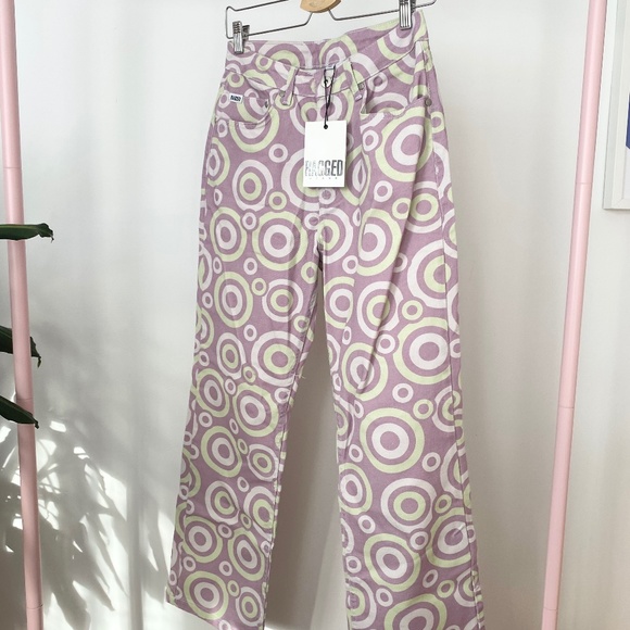 The Ragged Priest Purple and White Patterned Jeans - Picture 2 of 6